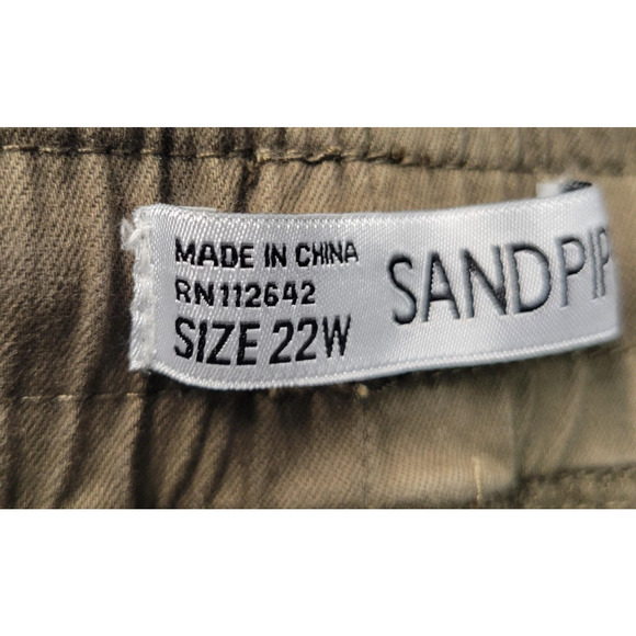 Sandpiper Pants Womens 22W Green Cargo Elastic Waist Drawstring Cotton Utility - Picture 4 of 16